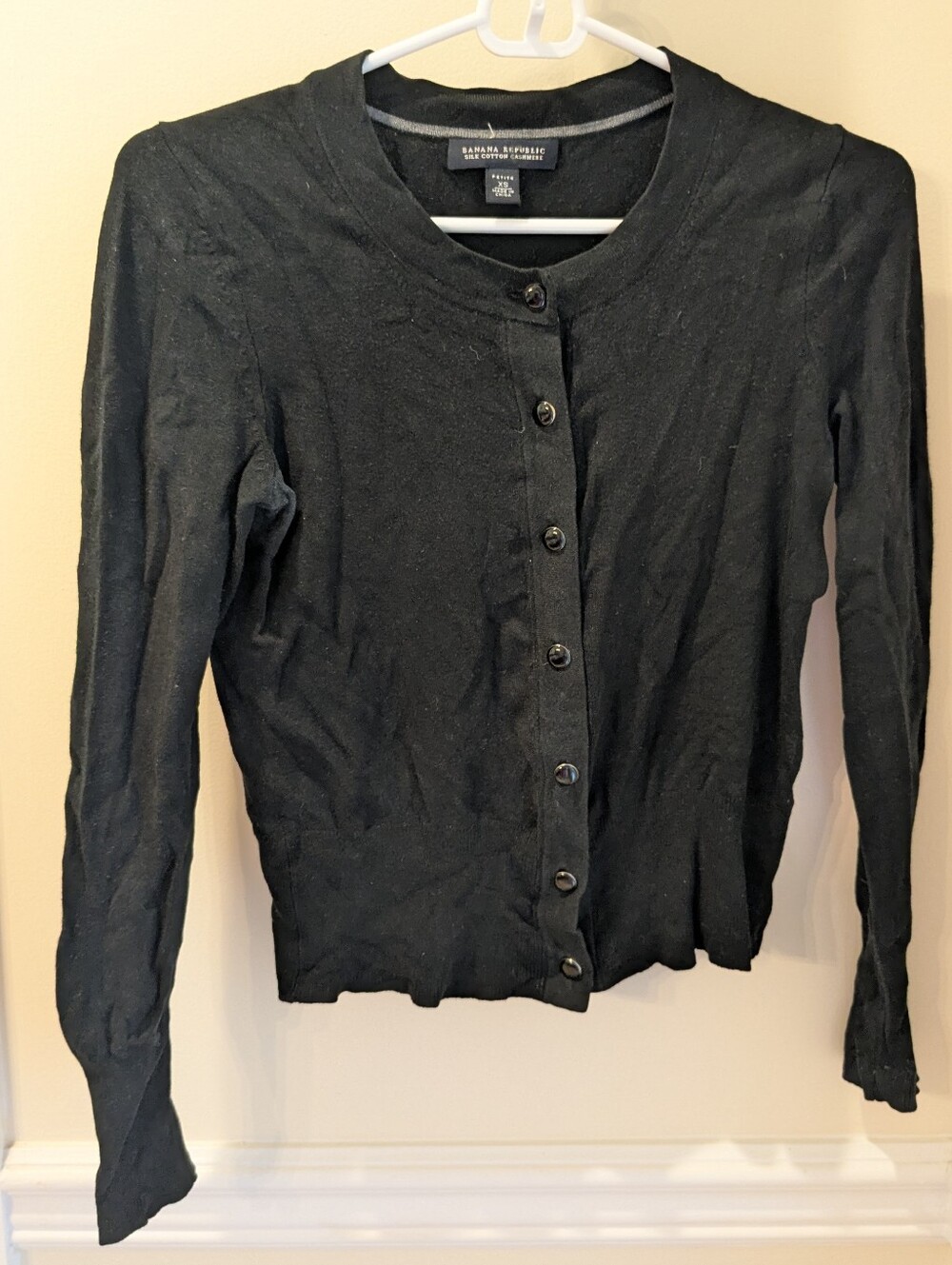 Petite XS Banana Republic Black Cashmere Silk Cardigan